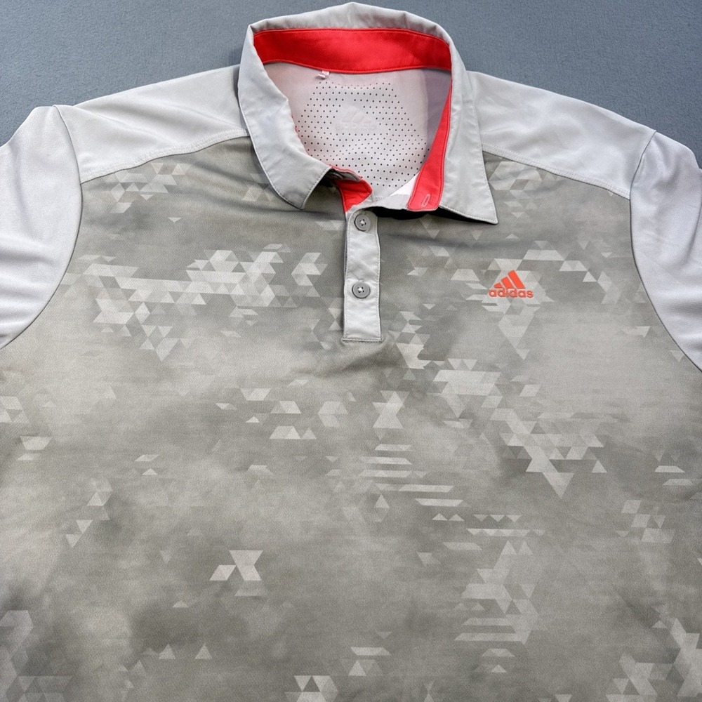adidas SHIRT climacool GOLF POLO Men LARGE GRAY PRINT S/S VENTED